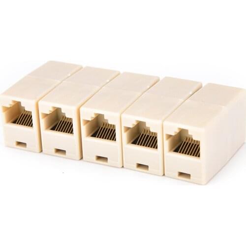 5 Pcs IMC 1 to2 LAN ethernet Network Cable Double Ports Female Plug Telephone RJ45 Splitter Plug Adapter Connector