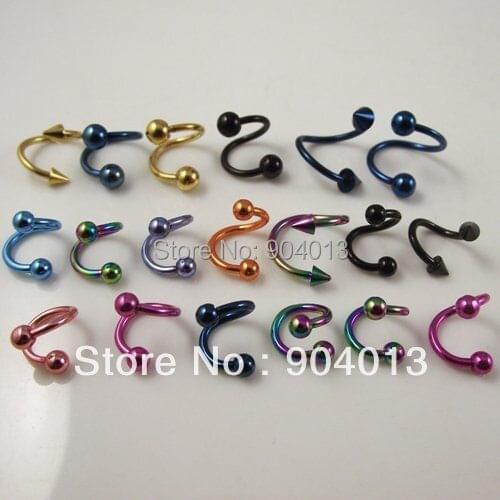 50pcs/lot Wholesale free shipping Stainlessl Steel Spiral Twister Rings lip ear ring labret Helix Tragus body jewelry promotion