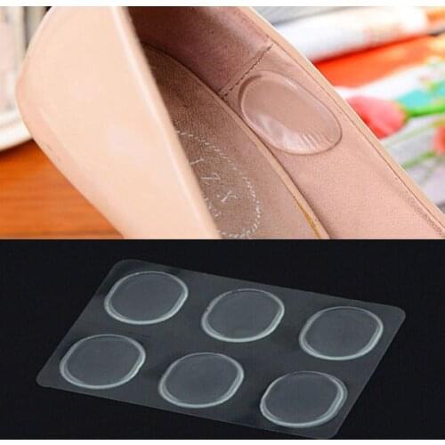 6 PCs/Sheet Women Ladies Girls Silicone Gel Shoe Insole Inserts Pad Cushion Foot Care Heel Grips Liner MK304