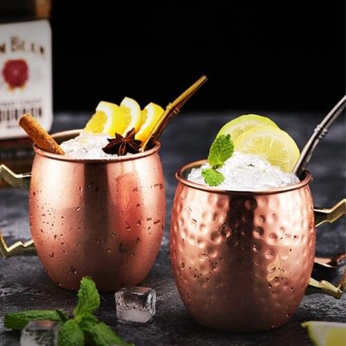 60ml 2 Ounces Moscow Mule Mug Stainless Steel Hammered Copper Plated Coffee Cup Bar Drinkware Mugs Bar