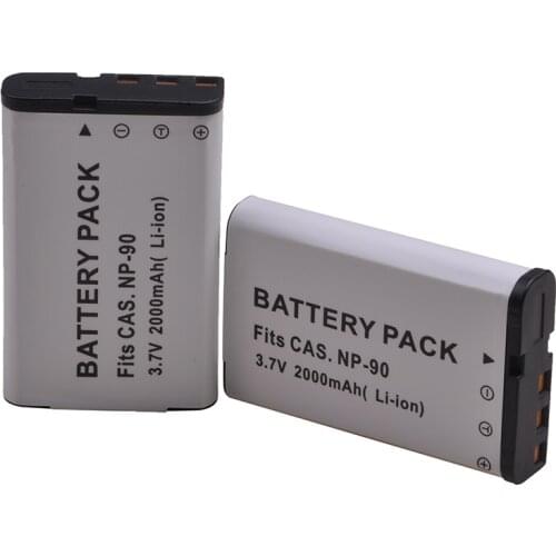 AsperX 2000mAh 2pcs NP-90 NP 90 NP90 Battery for Casio Exilim EX-H10, EXH10, H10, Exilim EX-H15, EXH15, H15, Exilim EX-FH100
