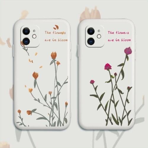 Watercolor Tulips Phone Case For iPhone 12 Pro Max 11 X XS XR XSMAX SE2020 8 8Plus 7 7Plus 6 6S Plus Liquid Silicone Cover
