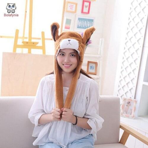 BOLAFYNIA bear cap cover with moving ears hat plush toy hat stuffed toy cap
