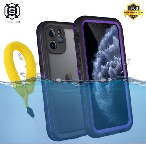 Shellbox IP68 Waterproof Case for iPhone 11 12 Pro Max Shockproof Silicone Case for iPhone X XR XS MAX Transparent Armor Cover
