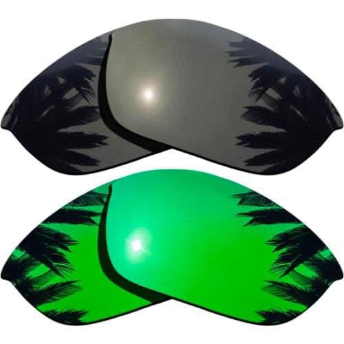 Black & Green Mirrored Polarized Replacement Lenses for Half Jacket 2.0 Frame 100% UVA & UVB