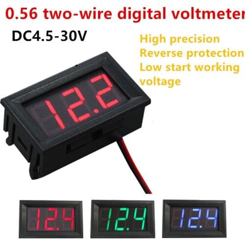 0.56'' Digital Voltmeter calibrate reading AC 30-500V DC 3.5-30V DC 0-120V Red Green Blue LED display voltage meter 2wire 3wire