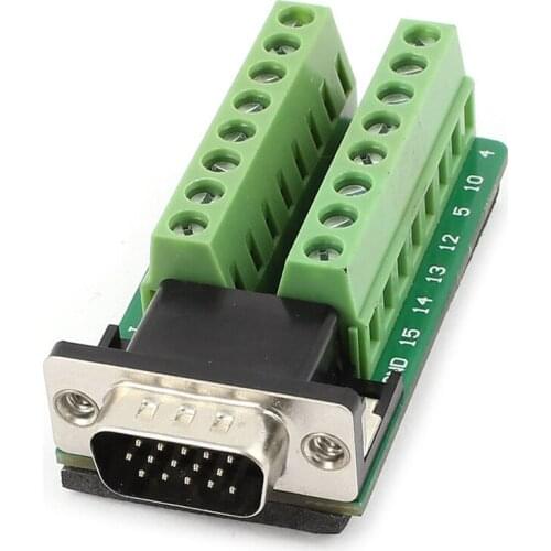 D-SUB DB15 VGA Male 3Row 15Pin Plug to Terminal PCB Board Connectors