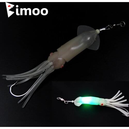 Electronic LED Flashing Squid Jig Soft Luminous Squid Lamp Lures for Saltwater Fishing Trolling Boat Angling 12cm 14cm 17cm