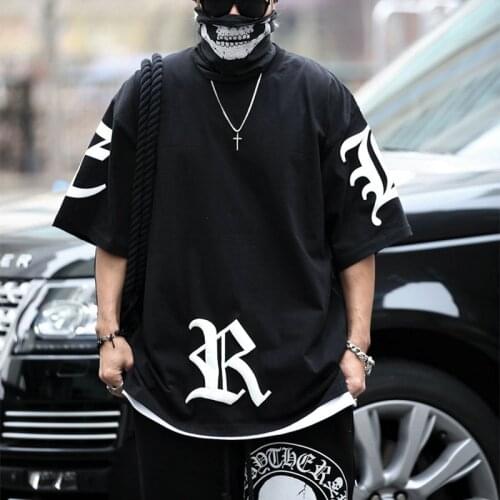 2021 Summer Hip-hop Men O-Neck Tee Shirts Oversize Streetwear Fashion Letter Printed Loose T Shirt Men Casual Short Sleeve Tops