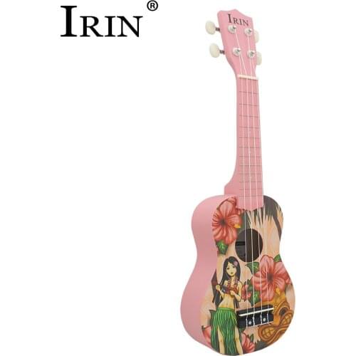 IRIN 21 Inch Acoustic Soprano Ukulele Ukelele Uke Basswood Material with Beautiful Hawaii Style Patterns Pink ukulele