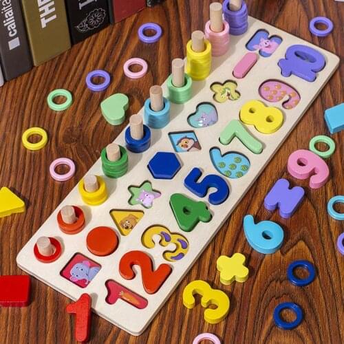Math Montessori Educational Wooden Toys Children Busy Board Fishing Childrens Wooden Preschool Montessori Counting Geometry
