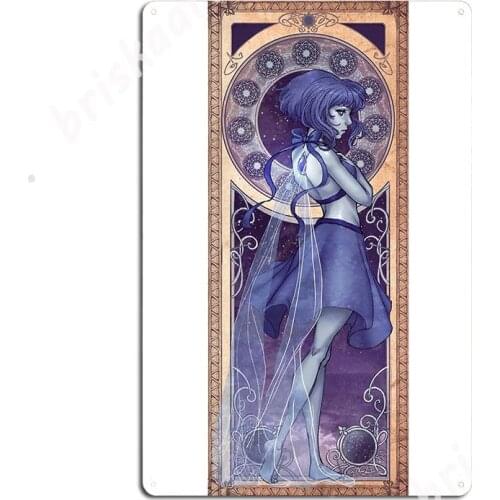 Lapis Lazuli Mucha Metal Signs Wall Plaque Cinema Cinema Living Room Designing Tin sign Posters