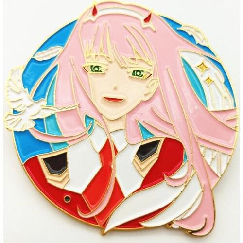 Anime DARLING in the FRANXX ZERO TWO CODE:002 Cosplay Cartoon Costume Props Metal Badge Pin Alloy Brooch Accessories
