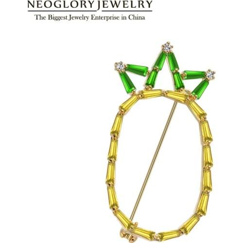 Neoglory Trendy Pineapple Brooches for Women 2020 New Style Cubic Zircon Fruit Pins For Cosplay Jewelry Gift For Girl Friend