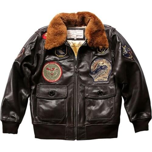 Winter Mens Genuine Leather Jacket Flight Suit Jacket Lamb Fur Collar Lapel Top Layer Sheepskin Mens Leather Coat