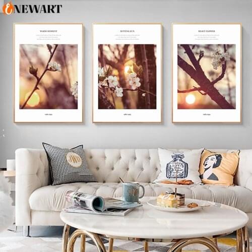 Peach Blossom Canvas Printing Sunset Landscape Wall Art Nordic Decoration Picture For Living Room Modern Home Decor Wall Poster