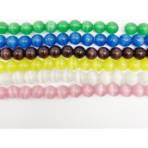 6 8 10mm Natural Cat Eye Stone Round Loose Opal Bead Cymophane Spacer Beads For Jewelry Making Findings DIY Bracelet Accessories