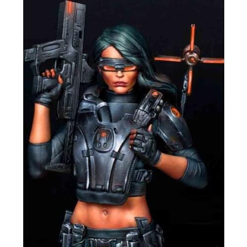 Unpainted Sci-Fi Female Warrior 1/10 Resin Bust Assembly Model Figure Resin Kit Bust Colorless Models Self-Assembled Toys No.295