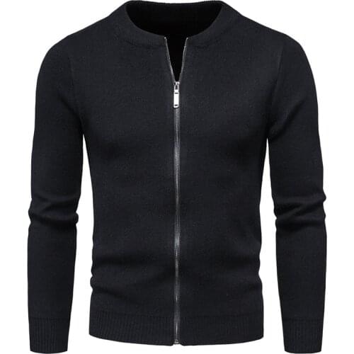 New Autumn Men Cardigan Sweater Fashion O-Neck Knitted Sweater Men Zipper Sweatercoat Black Mens knitwear blusas masculinas