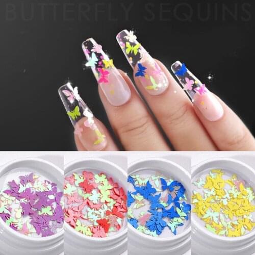 New Fashion Laser Nail Art Handmade Wood Pulp Piece Three-dimensional Mini Butterfly Nail Sequins DIY Nail Decoration Supplies