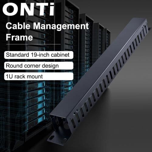 ONTi 1U/2U Cable Management Horizontal Mount 19 inch Server Rack , 12/24 Slot Metal Finger Duct Wire Organizer with Cover