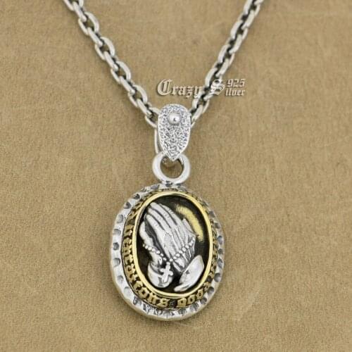 925 Sterling Silver Praying Virgin Mary Charm Pendant 9R018 Necklace 26 inch