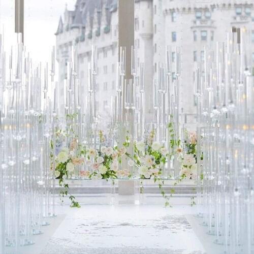 Lastest Wedding Crystal Centerpieces Party Decor Aisle Road Lead Tall Flower Chandeliers Acrylic Flower Stand Table Centerpiece