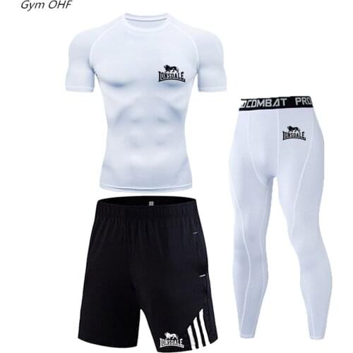 Mens Sportswear New Gym Tight Suit BJJ Compression T-Shirt Mens Running Pants Boxing Sportswear Rugby Suit Skateboarding Suit