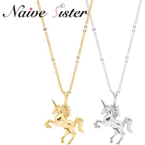 Luxury Unicorn Pendant Necklace Cute Pendants Necklaces For Women Fashion Pegasus Jewelry Best Gift