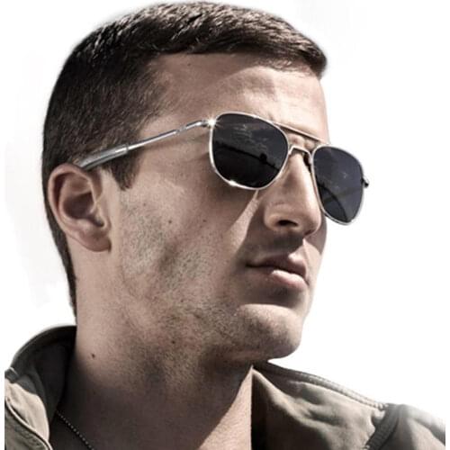 New Top Quality Metal Brand Design Classic Sunglasses Men Military Army Pilot Style Polarized 52mm Sunglasses