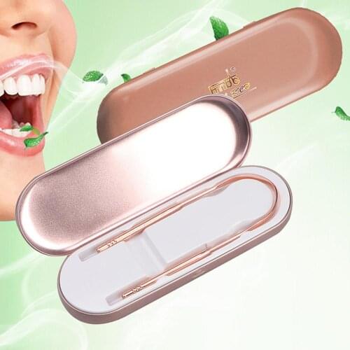 Y-kelin stainless steel tongue scraper pure copper cleaner fresh breath oral hygiene tool 3 colors
