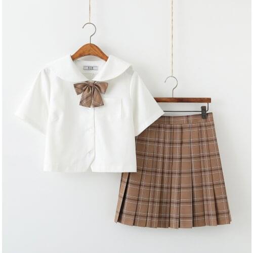 Japanese School Uniforms Anime Cos Sailor Suit Jk Uniforms College Middle School Uniform For Girls Students Light Yellow Costume