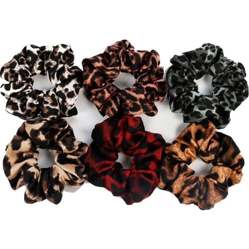 Factory Sale Hot Women Leopard Schrunchies Good Quality School Girl Hair Scrunchie Set 6PCS/PACK Hair Bands Elastic