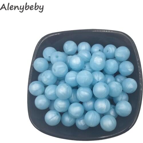 Pearl Green Color Food Grade Silicone Round Bead 12/15mm Baby Teether Necklace Toy DIY Pacifier Chain Care Baby Teether Product