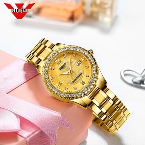 NIBOSI Gold Watch Women Watches Ladies Creative Steel Womens Bracelet Watches Female Clock Relogio Feminino Montre Femme