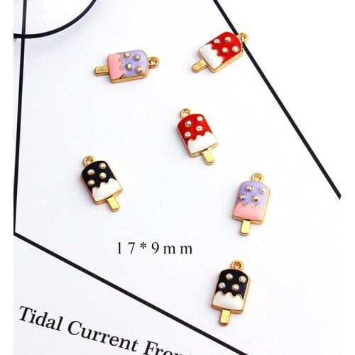 10pcs/lot Green Blue Purple Pink Ice Cream Rhinestone Dangle Handmade Charms Pendant DIY for Bracelet Necklace Bag