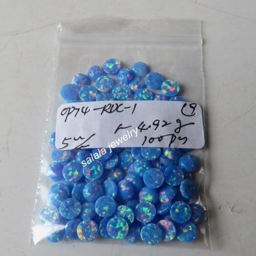 100pcs/lot op74 Dark Cornflower Blue Fire Opal 5mm Round Opal Synthetic Round Cabochon Opal Round Opal Cabochon Stone