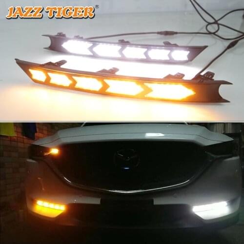 12V Daytime running lights For Mazda CX-5 CX5 2017 2018 2019 2020 Drl with turn signals LED For cars auto Fog lights headlights