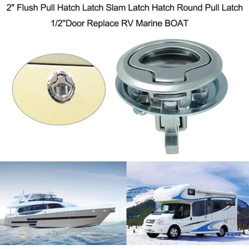 2'' Flush Pull Hatch Latch Slam Latch Hatch Round Pull Latch 1/2 Door Replace RV Marine BOAT 1-10mm