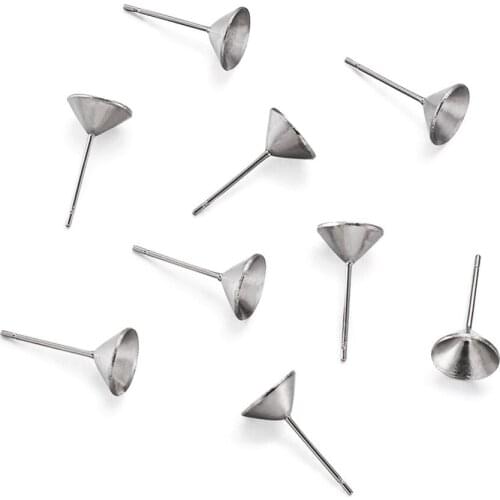 20pcs/lot Stainless Steel Post Ear Stud Components for 8mm Pointed Back Xilion Rivoli Rhinestone Earring Accessories Pin: 0.5mm