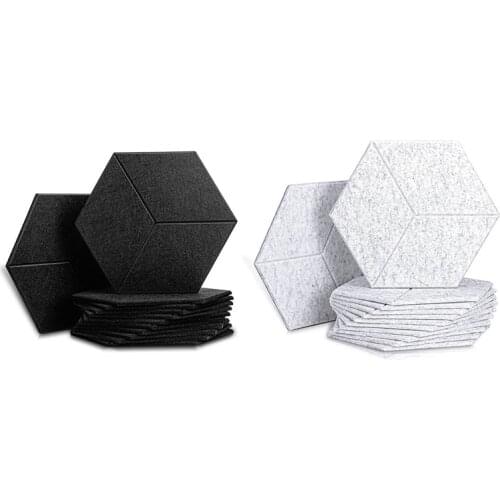 24 Pcs Acoustic Foam Panel Hexagon Acoustic Panels For Acoustic Treatment,Beveled Edge Tiles For Echo Bass Insulation