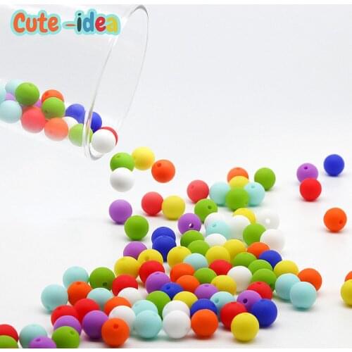 Cute-idea 50pcs 9mm Silicone Round Beads Pearl Food Grade Baby Teething Beads Nursing Teether Toy diy baby goods Pacifier Chain