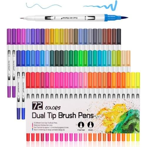 Watercolor Brush Pen 12 24 36 48 60 72 100 120 Colors Watercolor Markers Dual Tip Sketch Painting Set for Schools Art Supplies