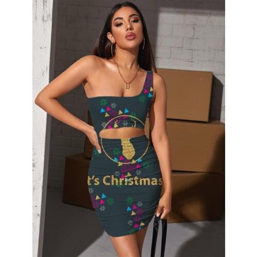 Giyu Brand Christmas Dresses Women Deer Hollow out Dresses Animal Bodycon Dress Snowflake Vestido Sexy Womens Clothing Plus Size