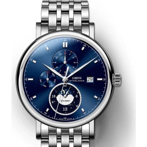 LOBINNI watches for men,mens automatic watch self wind mechanical wristwatch Switzerland clock sapphire relogio top luxury brand