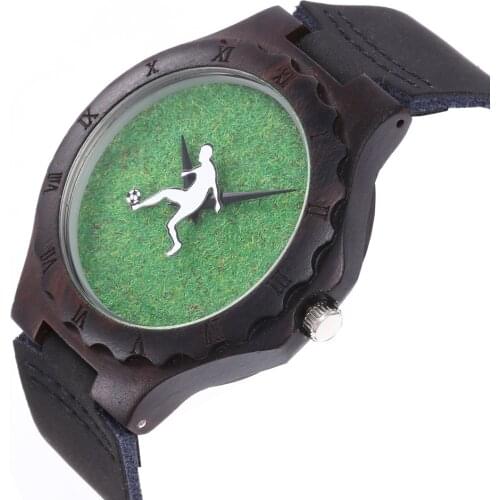 Explosive watch quartz wood watch green grass football sports wooden watch ebony mens belt watch woman watch