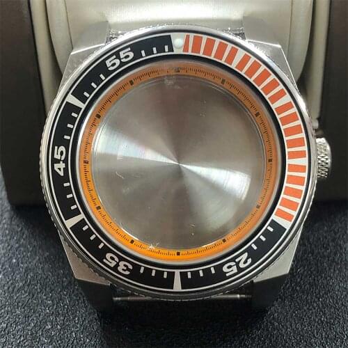 For 10ATM NH35/NH36 Movement Watch Case Orange Inner Shadow Stainless Steel Case 43mm Aluminum Ring