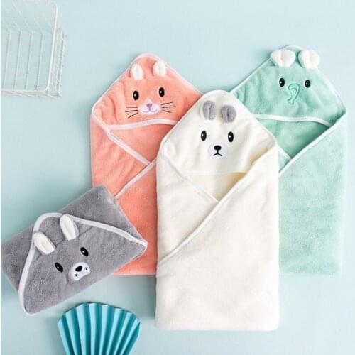 Baby Newborn Towel Kids Muslin Swaddle Coral Hooded Baby Blanket Infant Shower Baby Bathrobe Poncho Swaddle Towel