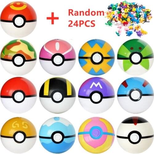 13 Pcs Pokeball+24 Pcs Figures Japanese Movie&TV Action Figures Anime Toys Master ball pet doll pokebolas Kids Birthdays Gifts