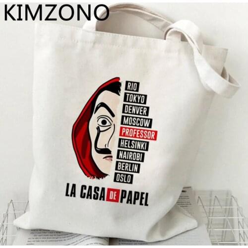La Casa De Papel shopping bag canvas bolsa eco shopper bag foldable fabric string reusable grab